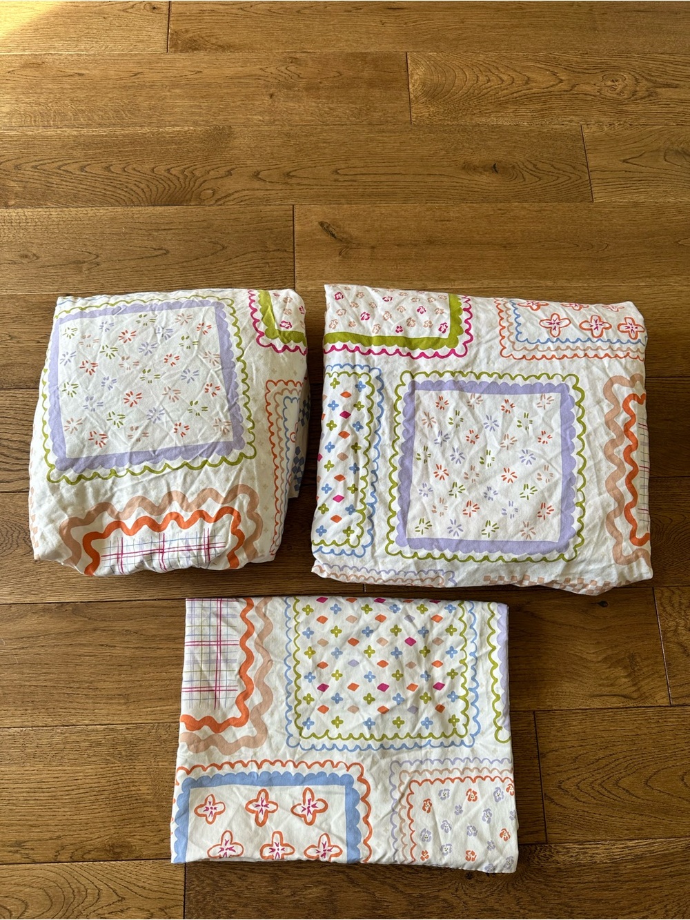 Brooklinen Queen Sheet Set Fun Colorful Floral Patchwork Print 100% Cotton